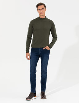 Базовый трикотажный свитер приталенного кроя цвета хаки-полурыбака Fisherman - Cacharel фото 8