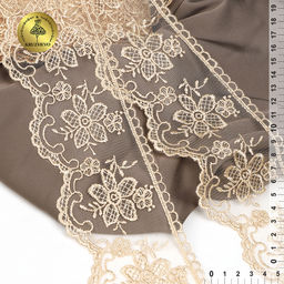 Кружево на сетке KRUZHEVO арт.TBY.40480 шир.75мм цв.N6115 бежевый уп.13,7м