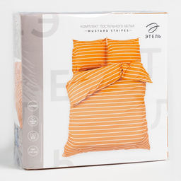 Постельное бельё Этель Евро Mustard stripes 200х217см, 220х240см, 70х70см-2 шт, 100% хлопок,поплин фото 5