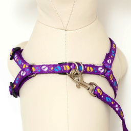 Комплект Цветные следы, поводок 120 х 1 см, ОГ 23-35 см, фиолетовый - Пижон фото 4