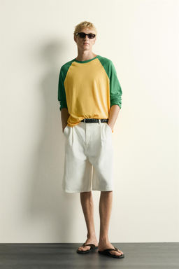 CAMISETA COLOR BLOCK ALGOD?N - LINO / Verde