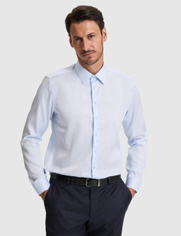 A__k Mavi Non _ron Kolay _t_lenebilir Slim Fit Uzun Kollu Basic G_mlek