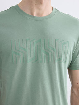 Bisiklet Yaka Bask?l? Penye Erkek Ti??rt