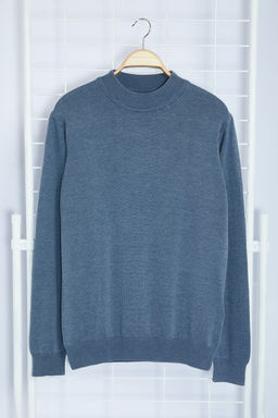 Mavi Slim Pamuklu Yar?m Bal?kc? Yaka Duz Triko Kazak TMNAW25KZ00001