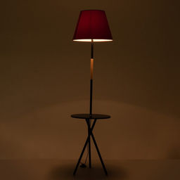 Торшер напольный BayerLux «Патрисиа» со столиком, 1×15 Вт, Е27, черный/красный, 40×40×157 см