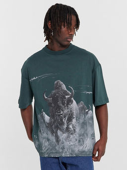 Футболка мужская зеленая с принтом Зубр - Mark formelle фото 7