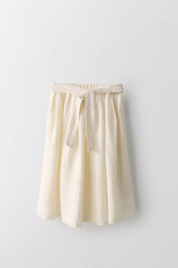 FALDA MIDI 100% LINO CON CINTUR?N LIMITED EDITION / Crudo claro - Zara фото 6