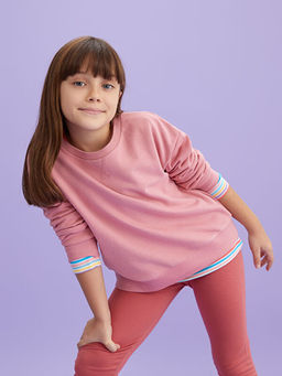 Bisiklet Yaka Basic Uzun Kollu K?z ?ocuk Sweatshirt