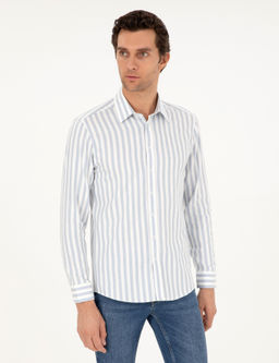 Mavi Slim Fit %100 Pamuk _izgili G_mlek
