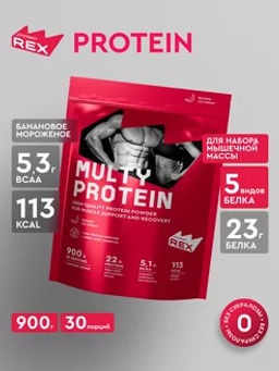 Multy Protein ProteinRex Коктейль со вкусом бананового мороженого, 900 г  фото 2