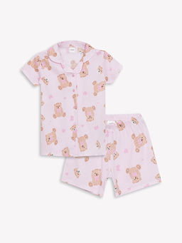 G?mlek Yaka K?z ?ocuk ?ortlu Pijama Tak?m?
