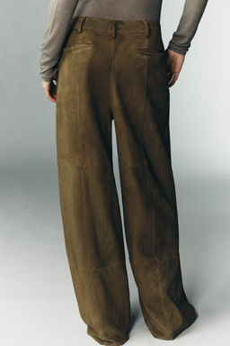 100% SUEDE LEATHER TROUSERS LIMITED EDITION - Zara фото 3
