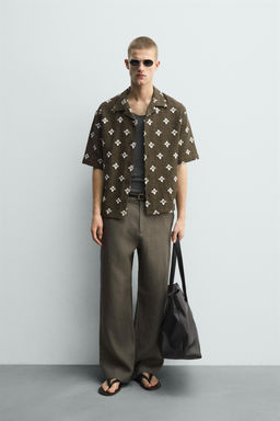 CAMISA JACQUARD TEXTURA / Khaki oscuro
