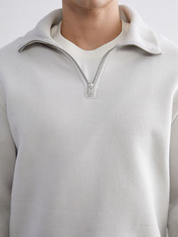 Fermuarl? Dik Yaka Erkek Kal?n Sweatshirt