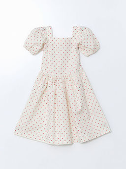 Kare Yaka K?z ?ocuk Poplin Elbise