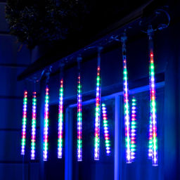 Гирлянда «Сосульки» 2.5×0.3 м, IP65, прозрачная нить, 192 LED, свечение мульти с эффектом стекания, 12 В