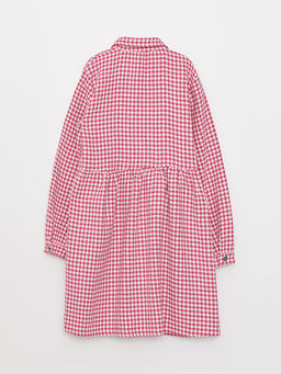 G?mlek Yaka Kazaya?? Desenli Uzun Kollu K?z ?ocuk Elbise