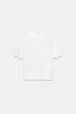 CAMISETA MANGA CORTA ENCAJE / Blanco