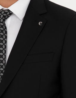 Черная классическая куртка из смесовой шерсти приталенного кроя - Cacharel фото 6