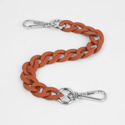 Цена за 2 шт. Цепочка для сумки, с карабинами, пластиковая, 23 17 мм, 30 см, цвет террактовый/серебряный