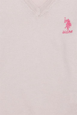 Девушка кремовый V-образным вырезом трикотаж свитер Basic - U.s. polo assn фото 6