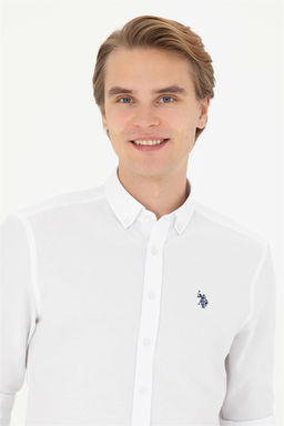 Мужская белая базовая рубашка с длинным рукавом - U.s. polo assn фото 2