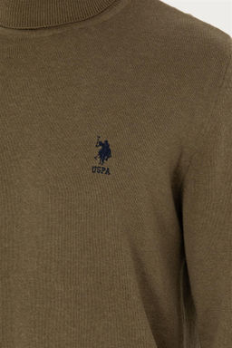 U. S. Polo Assn Мужской базовый свитер хаки меланжевого цвета - U.s. polo assn фото 7
