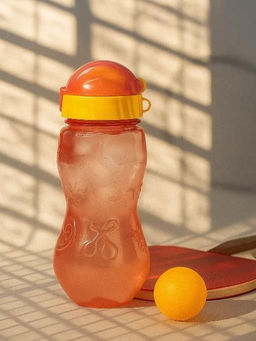 Бутылка "Fruit" с трубочкой, pink (400 ml)