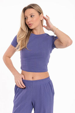 Футболка облегающая из рибаны М325433с сиреневый - Елена фото 4