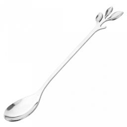 Банка для специй фарфоровая Петушок 460мл, д8-10,5см, h8,2см, с выемкой для ложки, общая h14,7см, металлическая ложка Веточка 12,3см, черный/бежевый с цветочками (Китай) - Домашняя мода фото 6