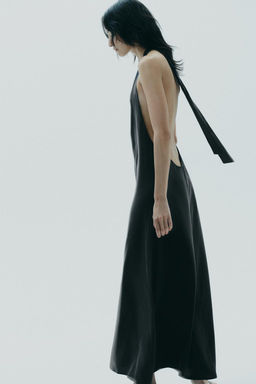 HALTER MIDI DRESS WITH TIE