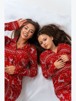 Новогодняя пижама для девочки с брюками и рубашкой Happyfox