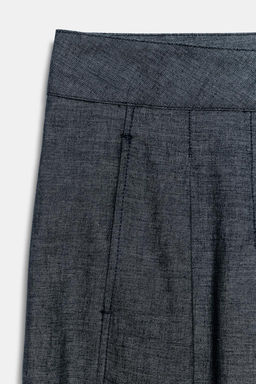 HIGH-WAIST WIDE-LEG LINEN BLEND TROUSERS - Zara фото 7