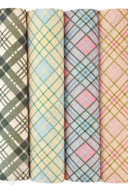 Кожзам с блестками "Клетка" А4 (4 листа) SF-7236, ассорти 4 цвета