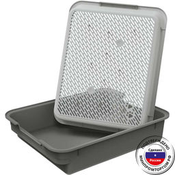 Лоток д/кошачьего туалета с сеткой Lapki (серый)