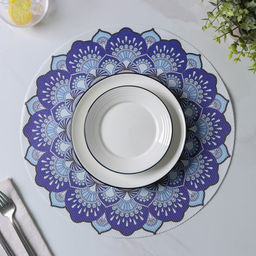 Набор салфеток сервировочных Доляна Силия, d=38 см, 4 шт, цвет синий  фото 5