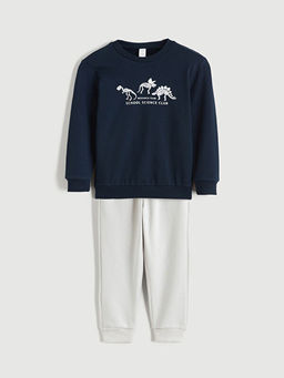 Dinozor Bask?l? Erkek ?ocuk Sweatshirt ve E?ofman Alt