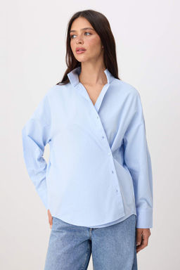 Trendyol Studio Beyaz Ayarlanabilir Oversize Asimetrik Pamuklu Poplin Gomlek TWOAW26GO00106 - Trendyolmilla фото 15