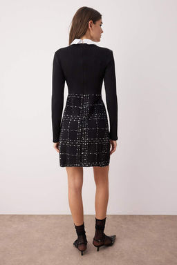 Siyah Tuvit Dokuma Elbise TWOAW21EL0454