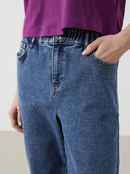 Beli Lastikli Slim Mom Kad?n Jean Pantolon