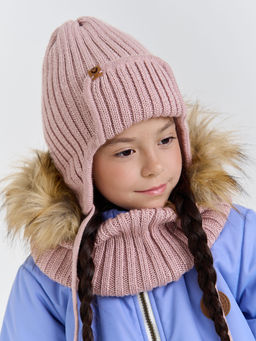 Шапка ушанка зимняя из смесовой шерсти Пудра - Bungly фото 4
