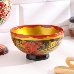 Пиала дерево хохлома, 13×7 см, 300 мл