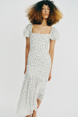 VESTIDO MIDI LUNARES / Blanco / Negro - Zara фото 3