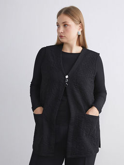 V Yaka Kendinden Desenli Kad?n Yelek