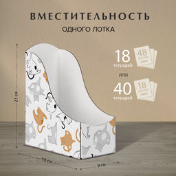 VAL CT-3VP-90 Лотки для бумаг верт., тетрадные, 21*18*9 см, набор 6 шт., КОТИКИ, шт
