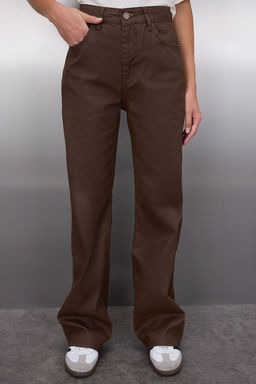 Kahverengi Kaplamal? Yuksek Bel Wide Leg Jeans TWOAW25JE00233 - Trendyolmilla фото 3