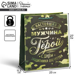 Цена за 2 шт. Пакет подарочный ламинированный, упаковка, «С 23 февраля», ML 23×27×11.5 см