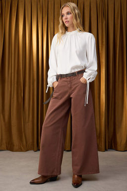 Ozel Koleksiyon Kahverengi Kemerli Dikis Detayl? Dusuk Bel Loose Baggy Jeans TWOAW26JE00020 - Trendyolmilla фото 2