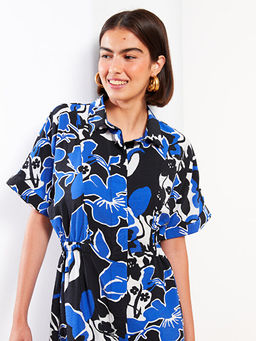 ?i?ekli K?sa Kollu Kad?n G?mlek Elbise