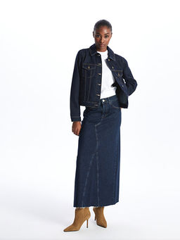 G?mlek Yaka Kad?n Jean Ceket